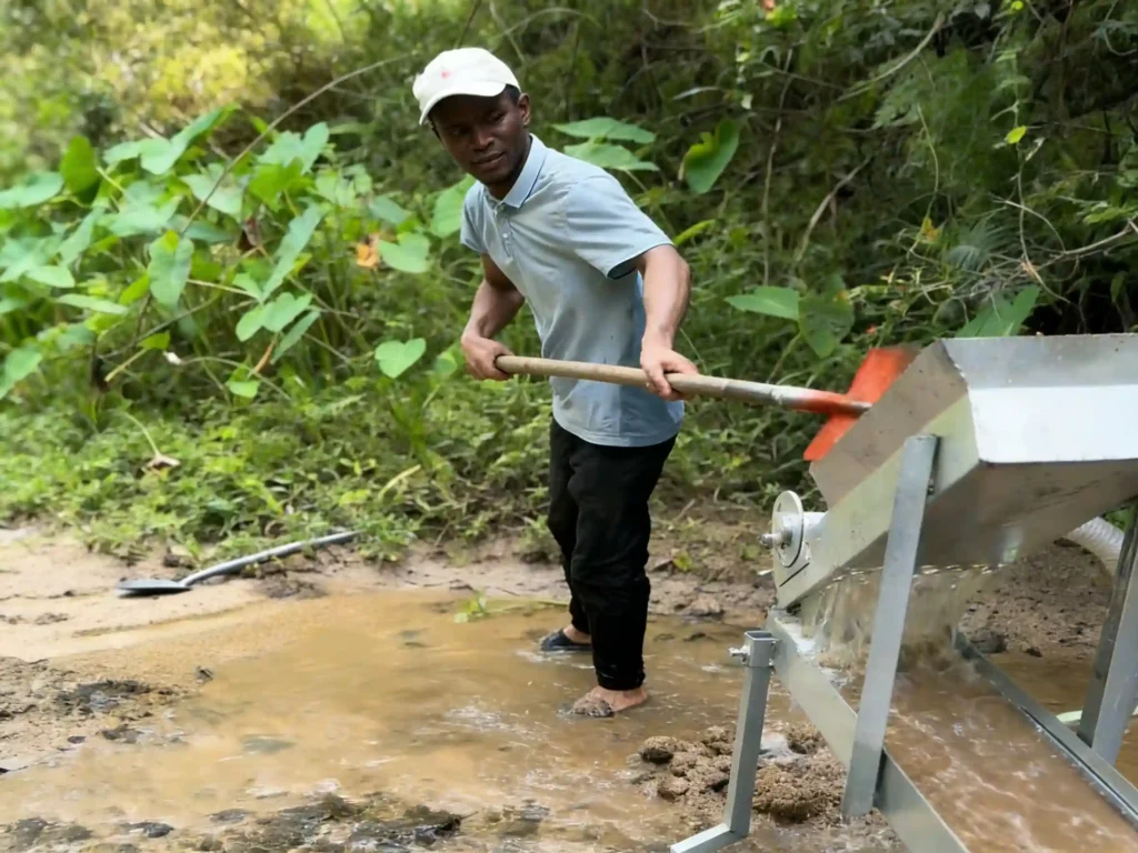 What equipment is required for small-scale river gold mining?